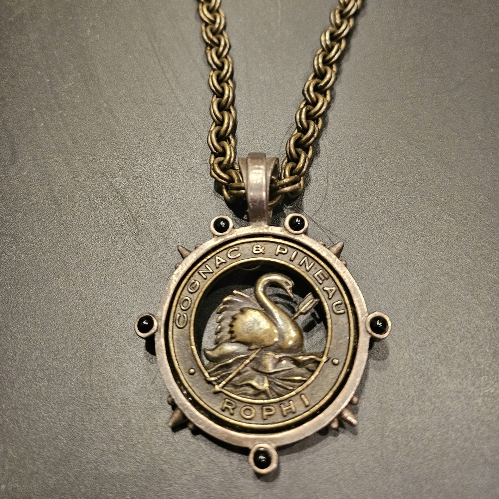 French Kande Bronze tone medallion necklace vintage RARE
